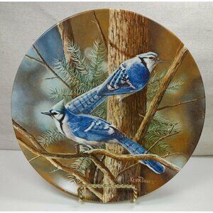 Edwin M Knowles 1985 The Blue Jay By Kevin Daniel Birds Collectors Plate 10120O